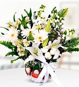 White Lilium-Gillyflower-Gerbera in Aquarium