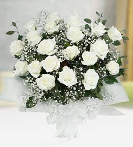 21 White Roses Bouquet