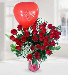 40 Red Roses and Balloon