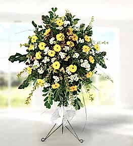 White-Yellow Basket Stand (wrought iron)