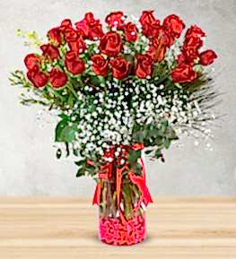 33 Red Roses in Vase