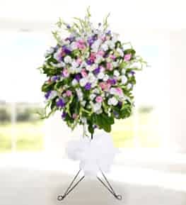 Colorful Lisianthus Basket Stand (wrought iron)