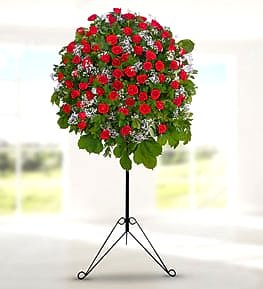 Red Roses Basket Stand (wrought iron)