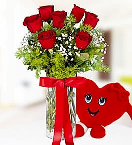 Red Roses and Heart pillow