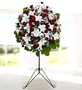 Red Rose and Lilium Basket Stand